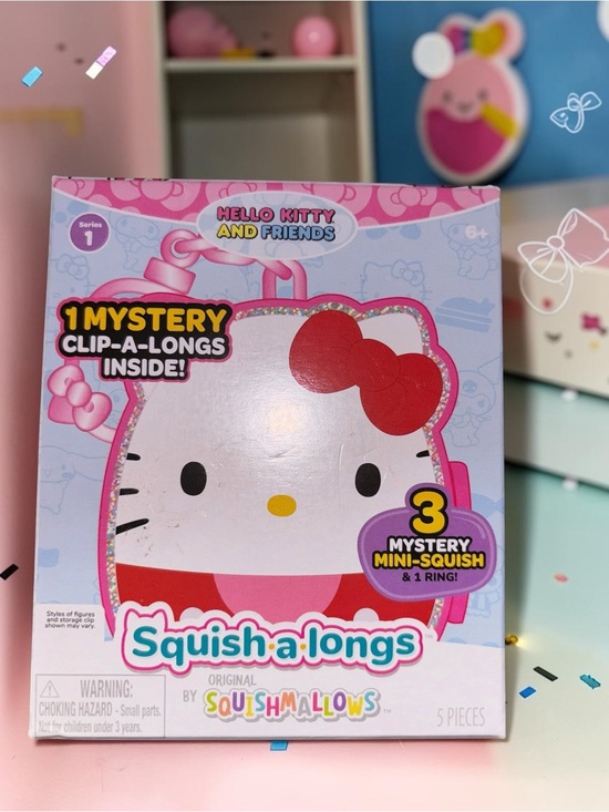 Hello Kitty Other - NWT Hello Kitty Squish-a-longs Mystery Clip Mini Squish 5 Pc
